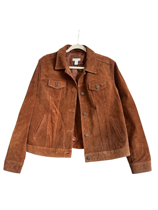 Charter Club Jackets & Blazers - Charter Club Genuine Leather Cognac Brown Trucker Jacket Women's Medium
